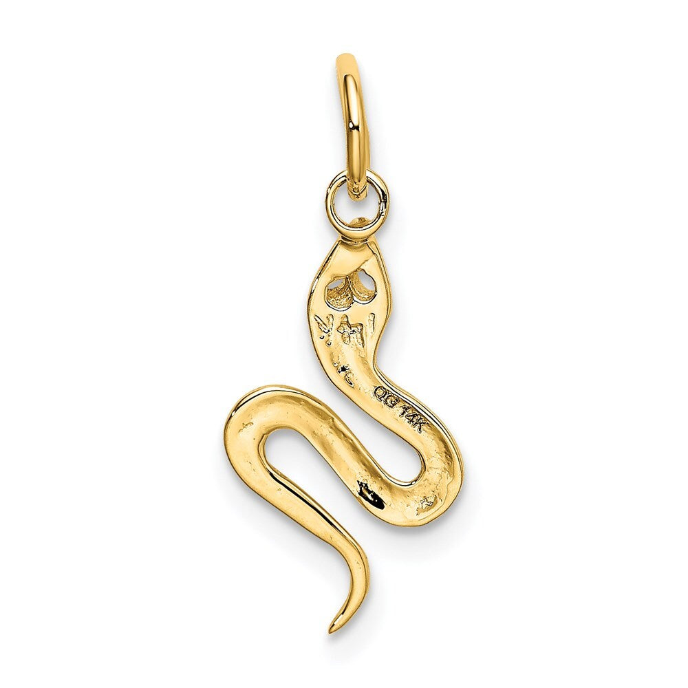 14k Yellow Gold Solid Polished Snake Charm Pendant for Women