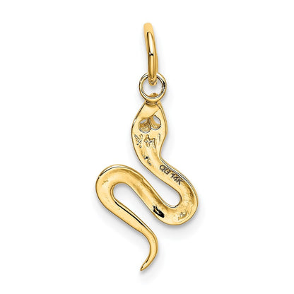 14k Yellow Gold Solid Polished Snake Charm Pendant for Women