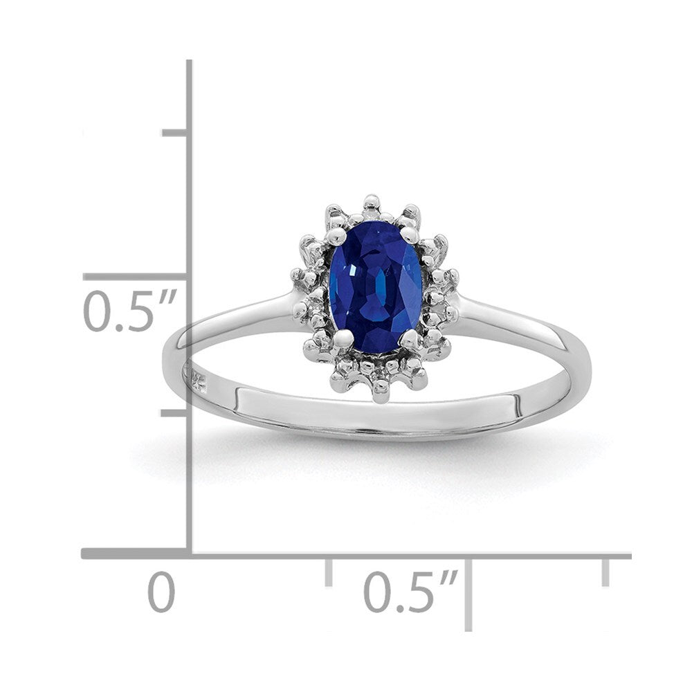 Sterling Silver Rhodium-plated Sapphire Diamond Ring Size 6