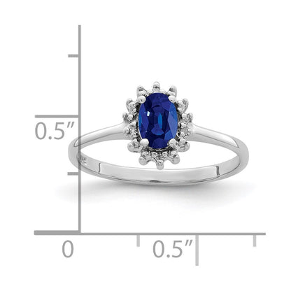 Sterling Silver Rhodium-plated Sapphire Diamond Ring Size 6