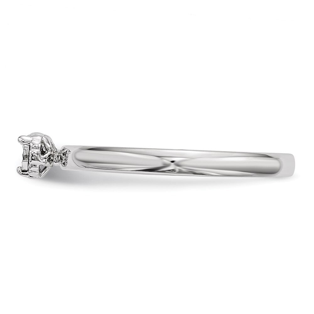 Sterling Silver Rhodium Plated Polished Diamond Square Shape Ring Size 8