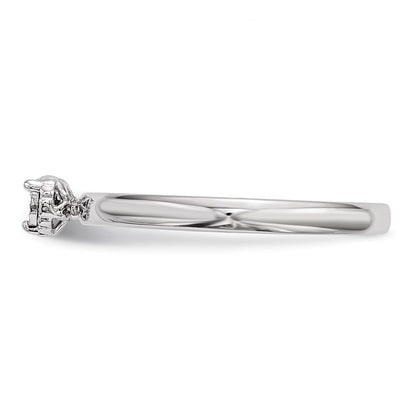Sterling Silver Rhodium Plated Polished Diamond Square Shape Ring Size 8