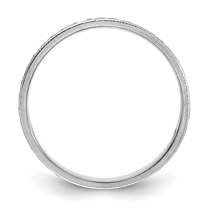 14k White Gold 3.75mm Design Etched Wedding Band Size 5