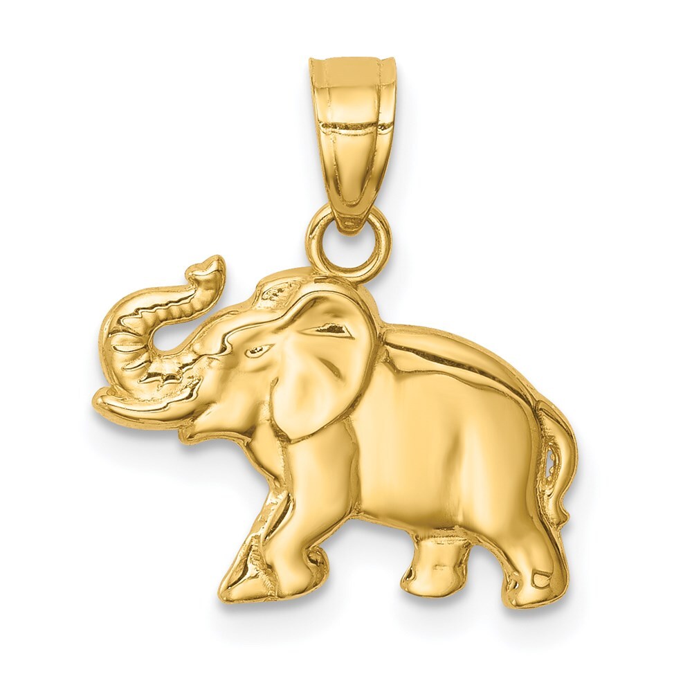 14k Yellow Gold Elephant Pendant for Women