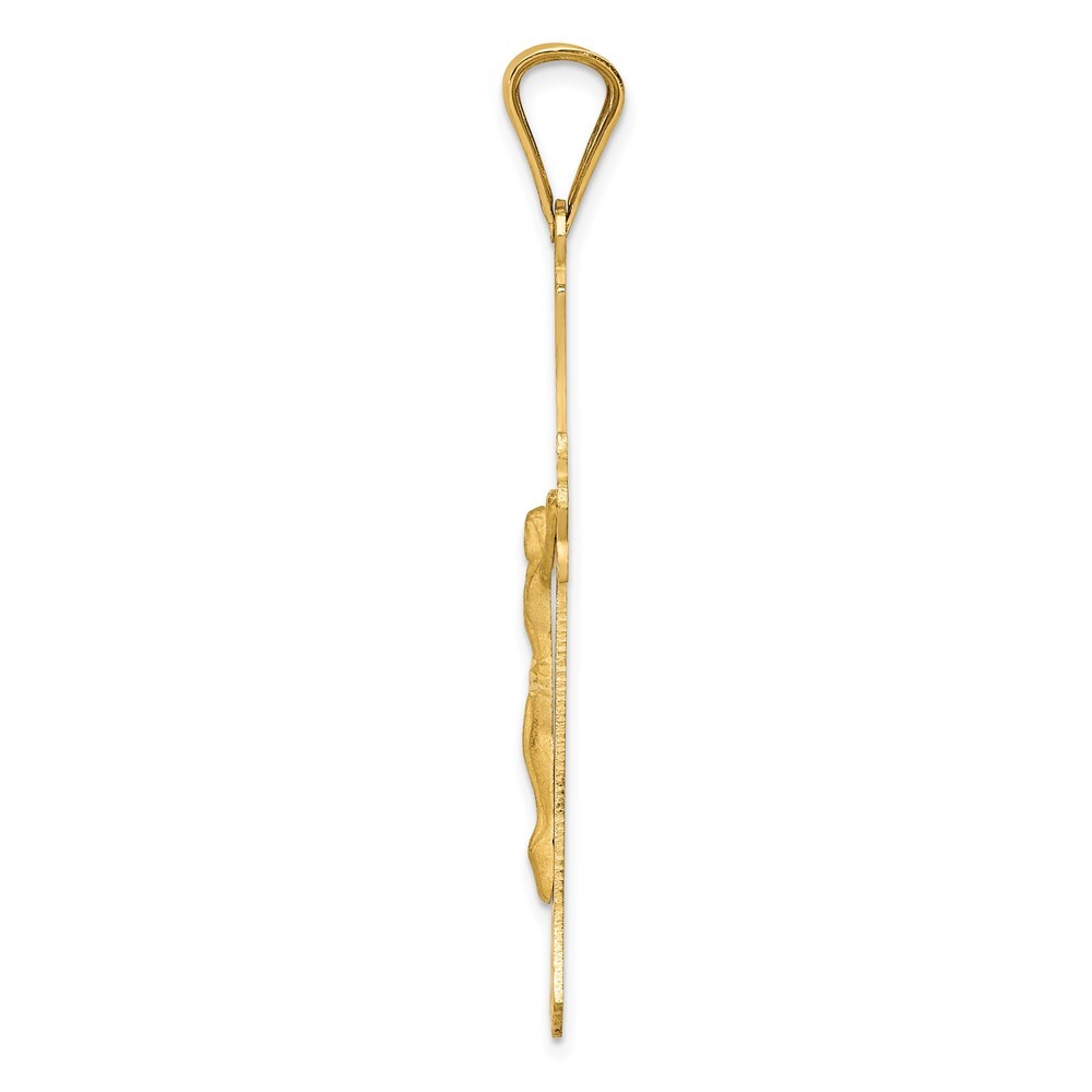 14k Yellow Gold Polished Satin and Diamond-cut Crucifix Pendant