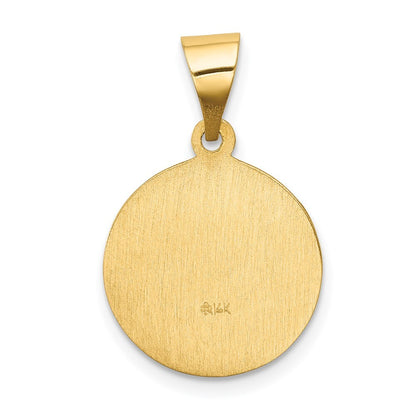 14k Yellow Gold Polished and Satin Our Lady of Sorrows Medal Hollow Pendant