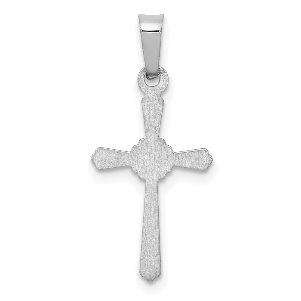 14k White Gold Polished Center Flower Cross Pendant for Women