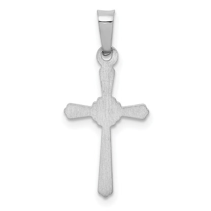 14k White Gold Polished Center Flower Cross Pendant for Women