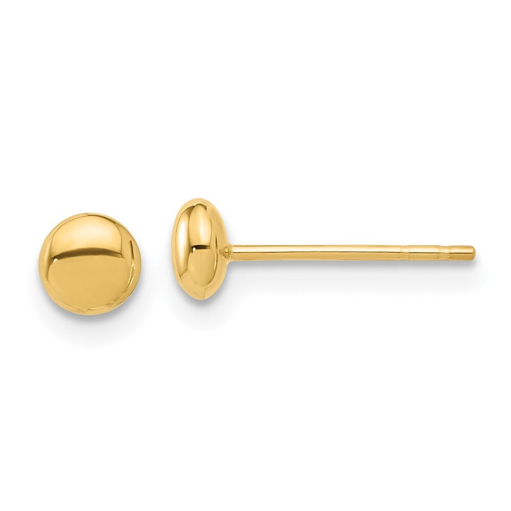 14k Yellow Gold Polished 4.5mm Button Stud Earrings Gift for Women