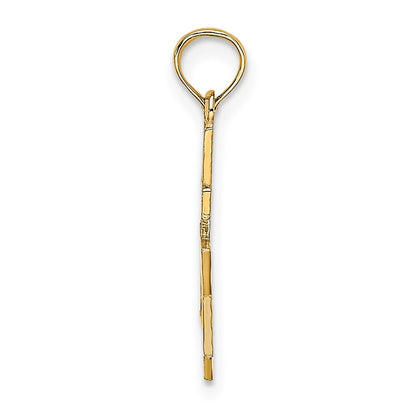 14k Yellow Gold Polished / Engraved Star Of David and Cross Charm Pendant