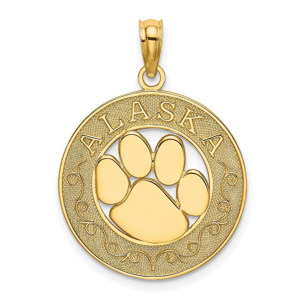 14k Yellow Gold ALASKA w/ Bear Paw Charm