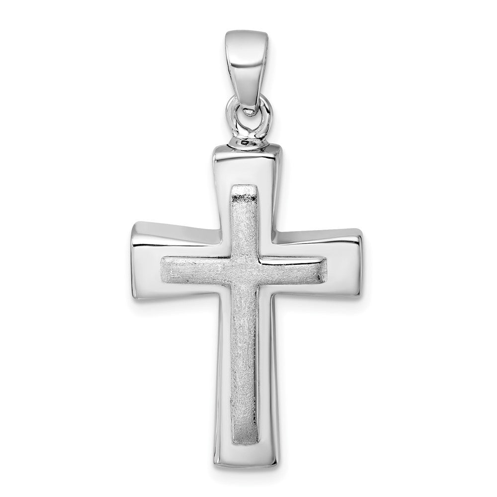 Sterling Silver Polished And Brushed Latin Cross Ash Holder Pendant