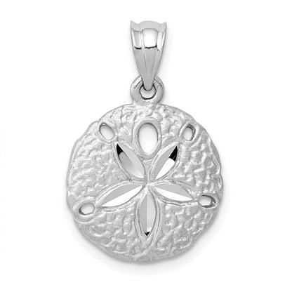 14k White Gold Sanddollar Charm Pendant for Women