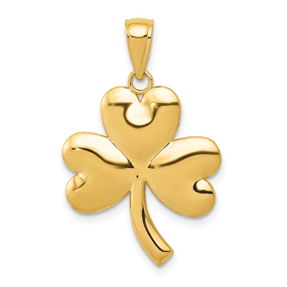 14k Yellow Gold Shamrock Charm Pendant for Women