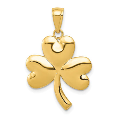 14k Yellow Gold Shamrock Charm Pendant for Women