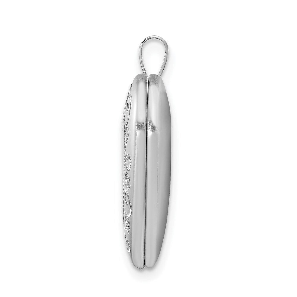 Sterling Silver Rhodium-plated 20mm Diamond-cut Heart Locket