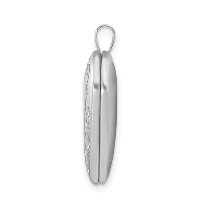Sterling Silver Rhodium-plated 20mm Diamond-cut Heart Locket