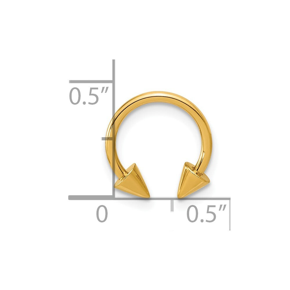 14k Yellow Gold Polished 16 gauge Screw-Off End Pointed Ear Cuff/Body Jewelry
