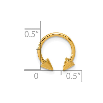 14k Yellow Gold Polished 16 gauge Screw-Off End Pointed Ear Cuff/Body Jewelry