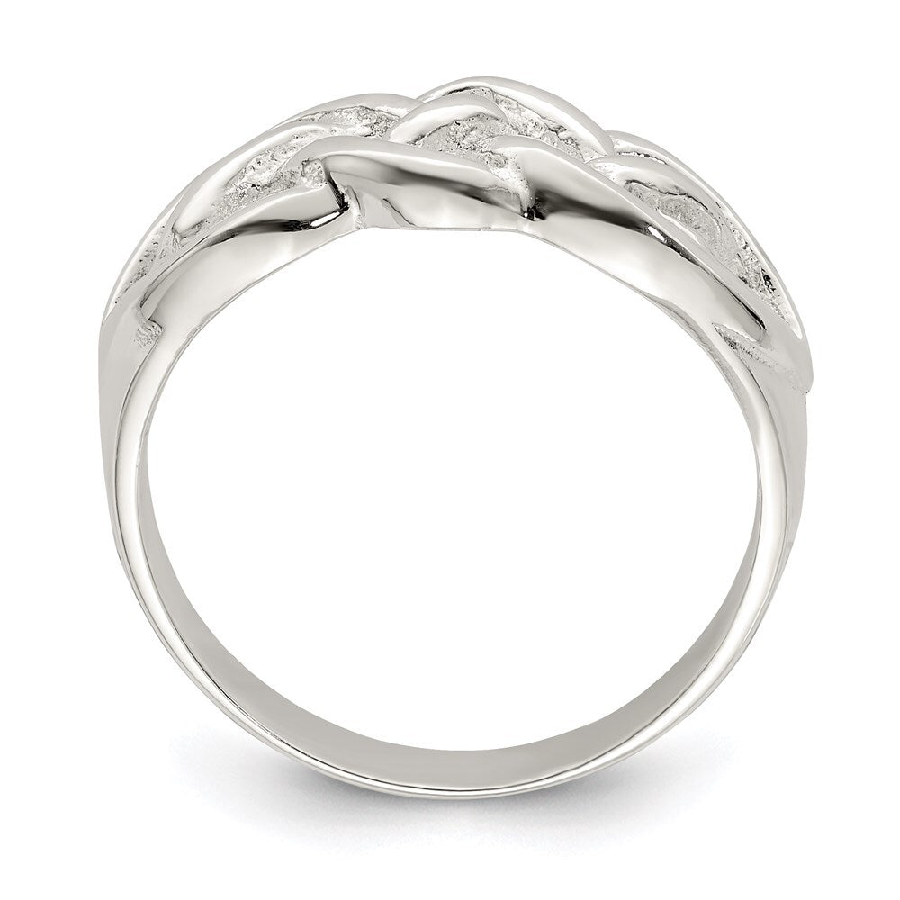 Sterling Silver Polished Woven Celtic Pattern Top Ring Size 7