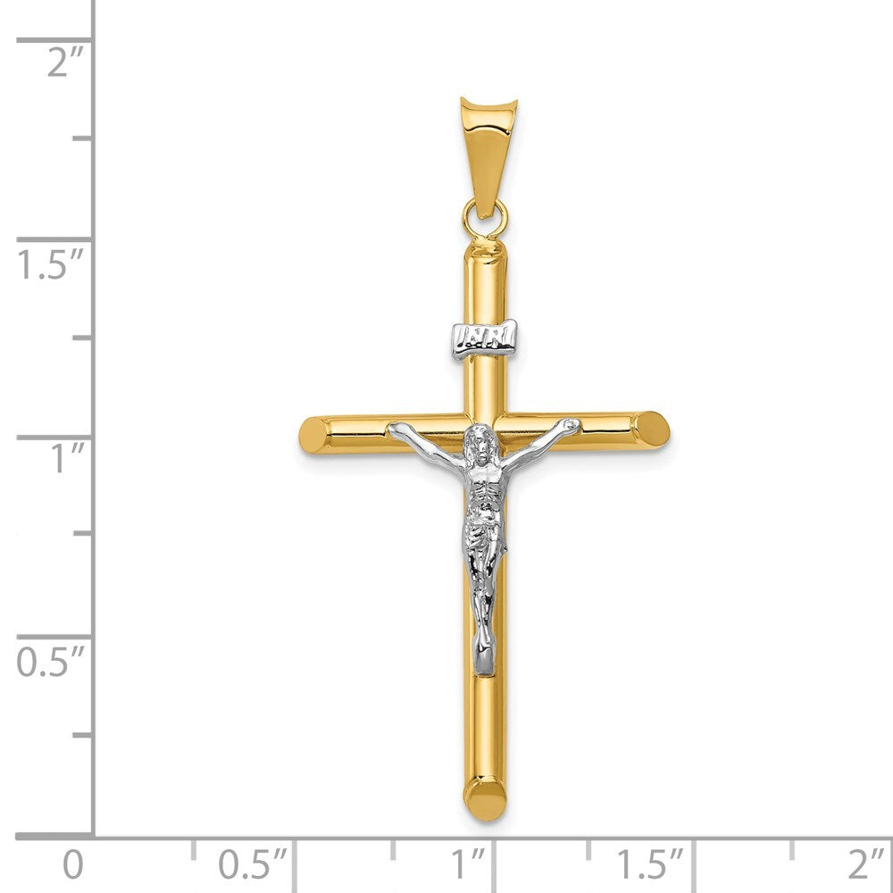 14k Two-tone Gold Polished Jesus Crucifix Pendant for Women
