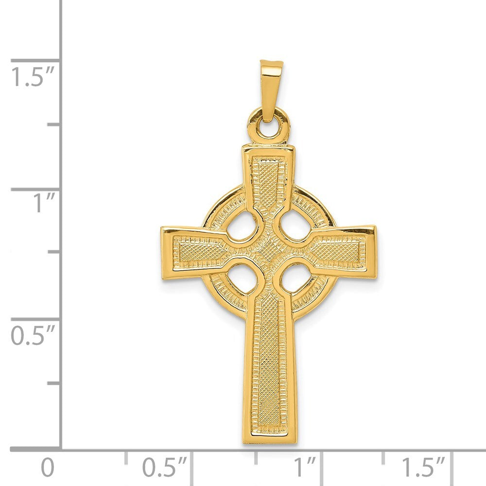 14k Yellow Gold Celtic Cross Charm Pendant for Women