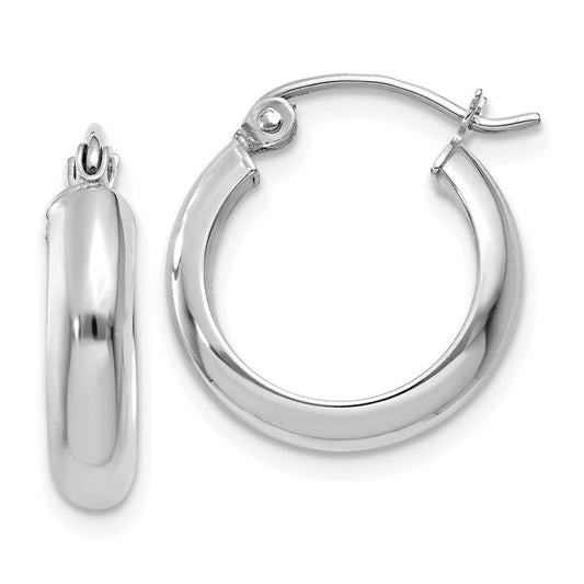 14k White Gold Hoop Earrings Gift for Women
