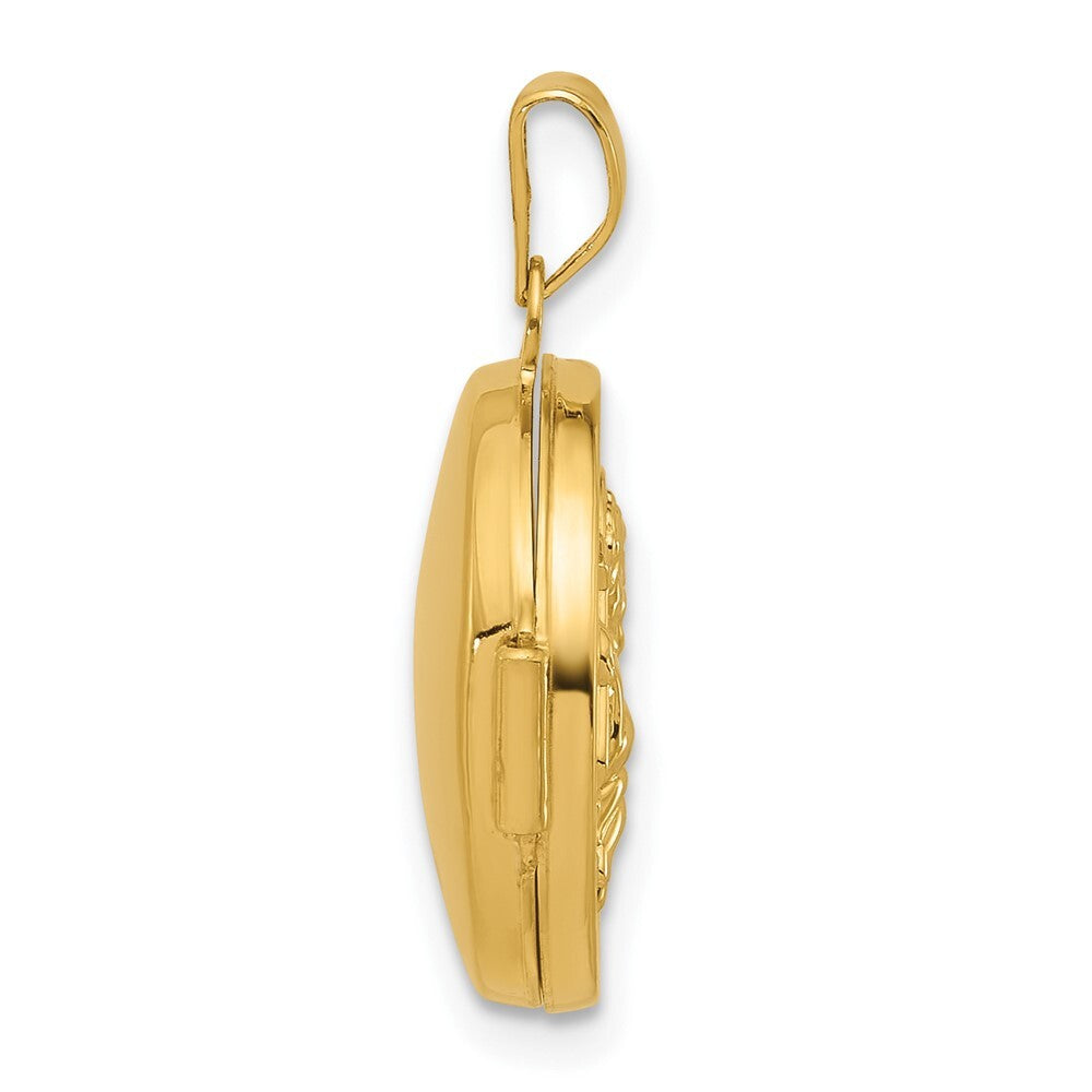 14k Yellow Gold & Rhodium Polished St. Christopher Protect Us 16mm Locket