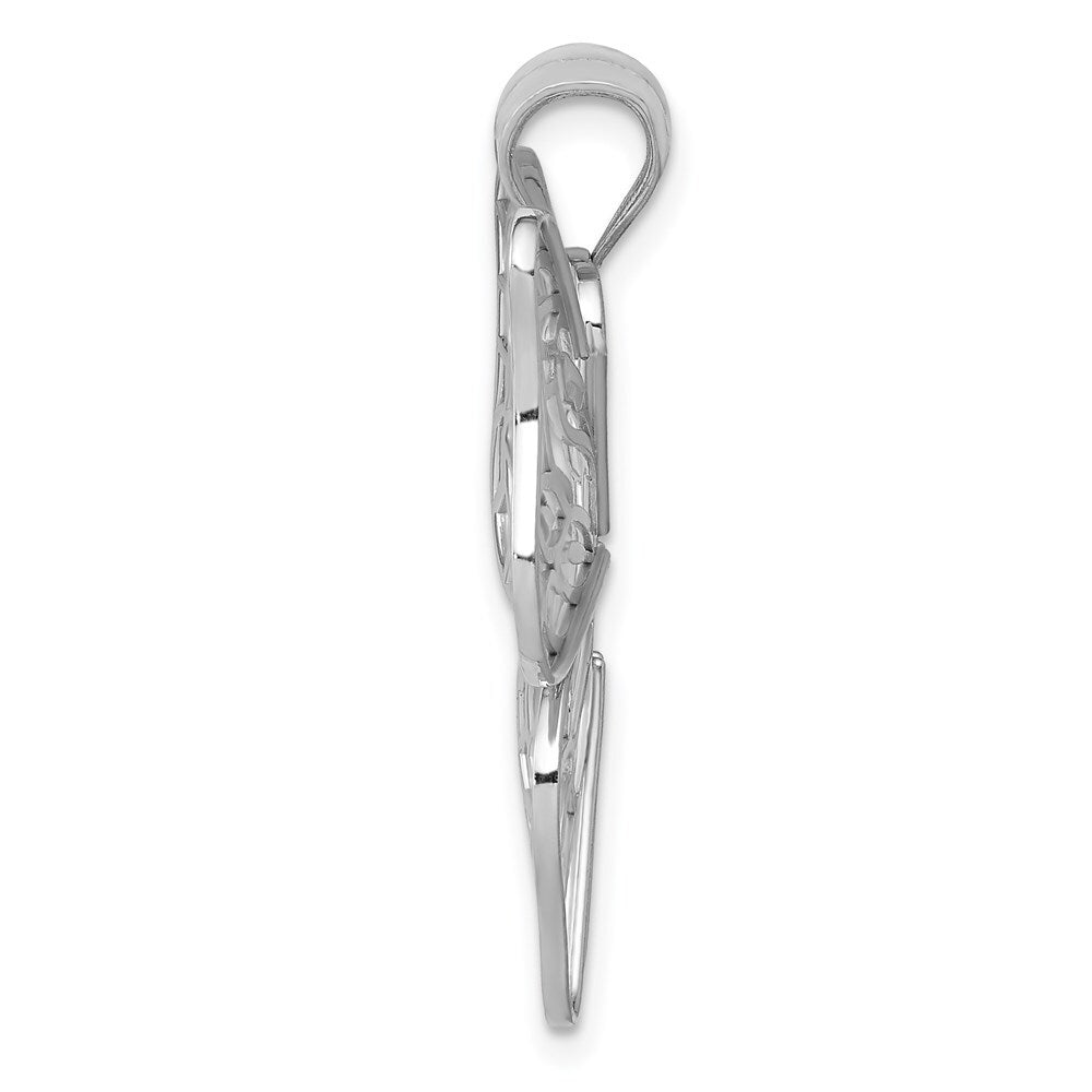 14k White Gold Polished Large Butterfly Pendant for Women