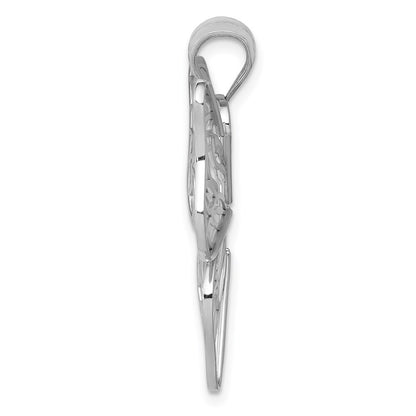 14k White Gold Polished Large Butterfly Pendant for Women
