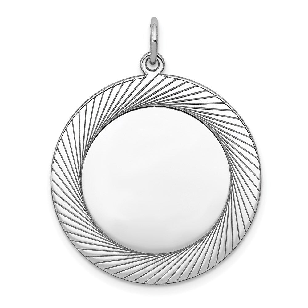 Sterling Silver Engraveable Round Polished Front/Satin Back Disc Charm