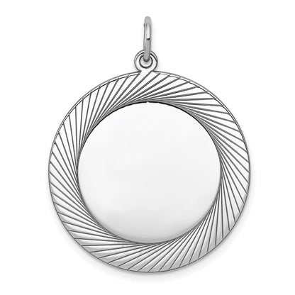 Sterling Silver Engraveable Round Polished Front/Satin Back Disc Charm