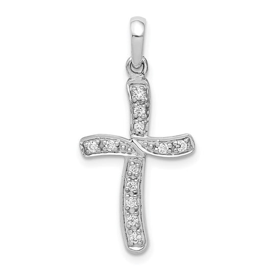 14k White Gold 1/8ct. Diamond Cross Pendant for Women