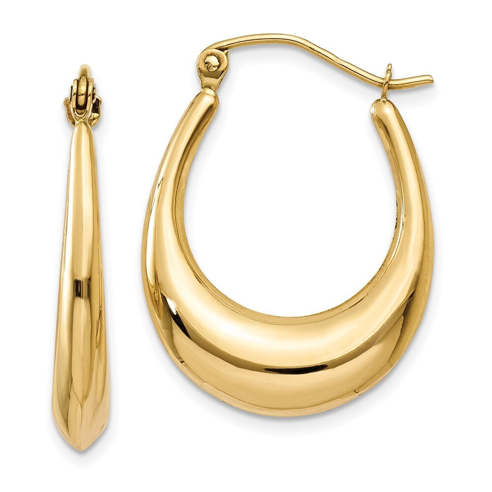 14k Yellow Gold Polished Hoop Earrings Gift for Women