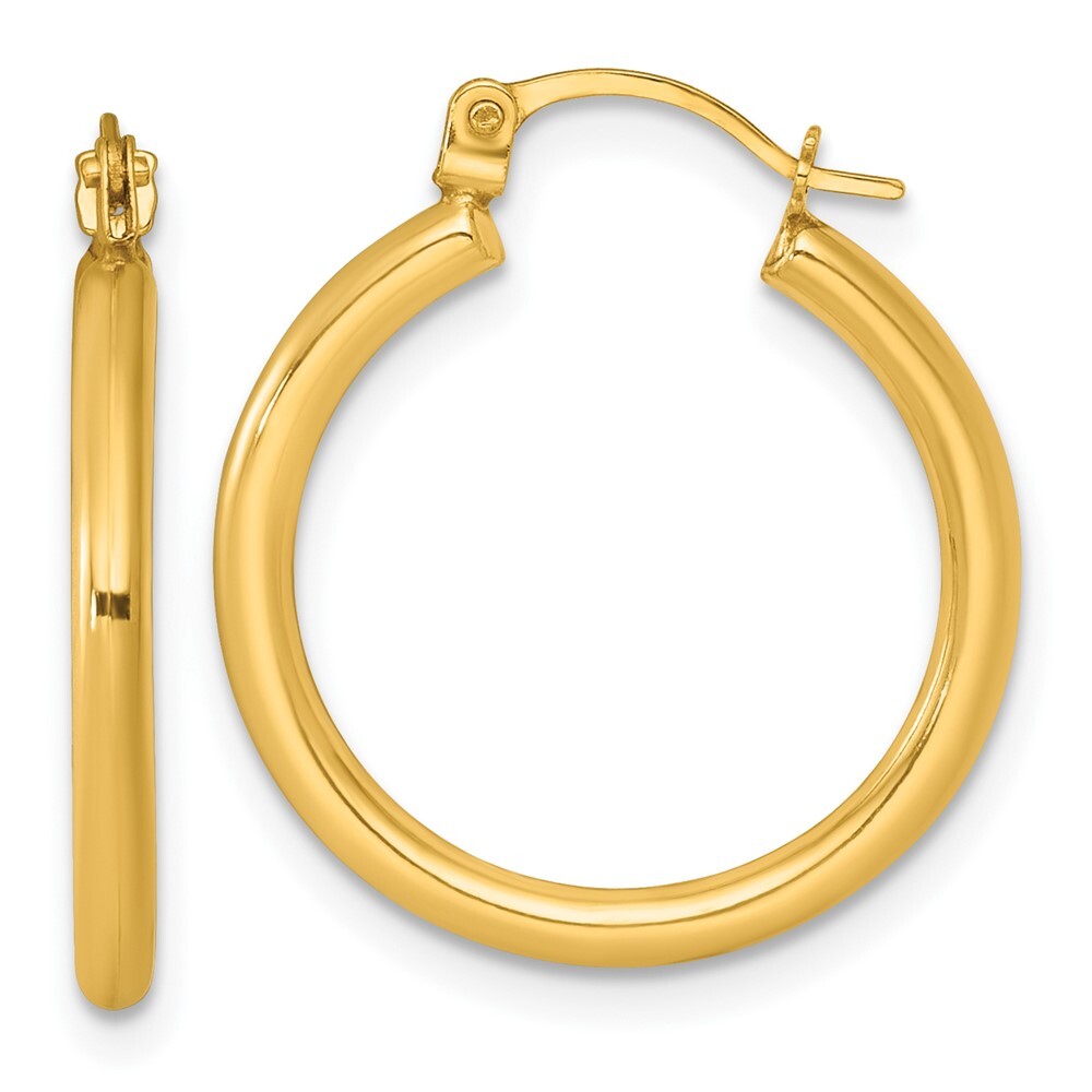 14k Yellow Gold Polished 2mm Hoop Earrings Gift for Women
