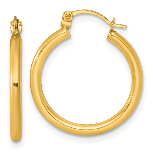 14k Yellow Gold Polished 2mm Hoop Earrings Gift for Women