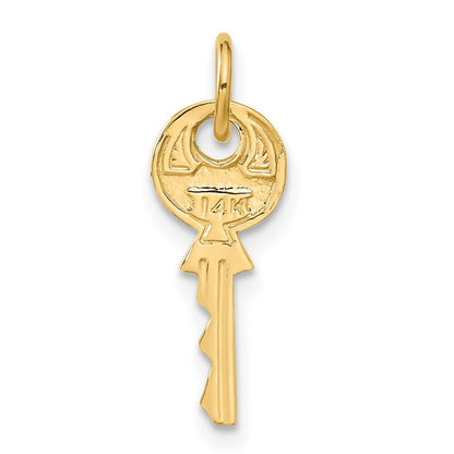 14k Yellow Gold Polished 3D Rounded Top Key Charm Pendant for Women