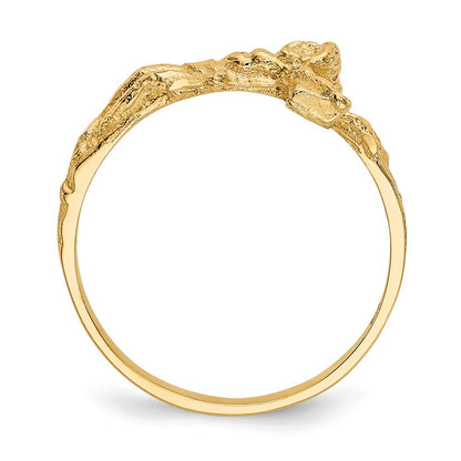 14K Yellow Gold Diamond-cut Crucifix Ring