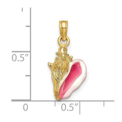 14k Yellow Gold Enameled 3-D Conch Shell Pendant for Women