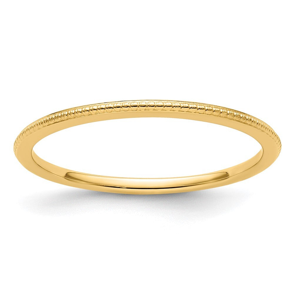 14K Yellow Gold Yellow Gold 1.2mm Beaded Stackable Band Size 6