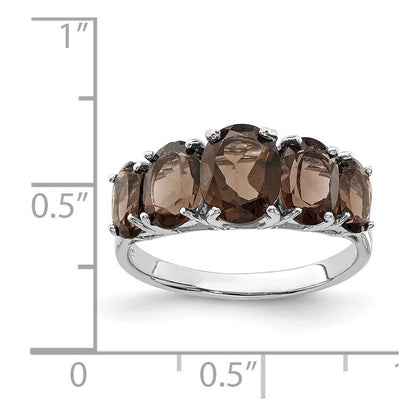 Sterling Silver Rhodium Smoky Quartz Ring Size 8