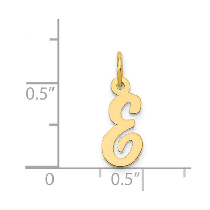 14k Yellow Gold Small Script Letter E Initial Charm Pendant