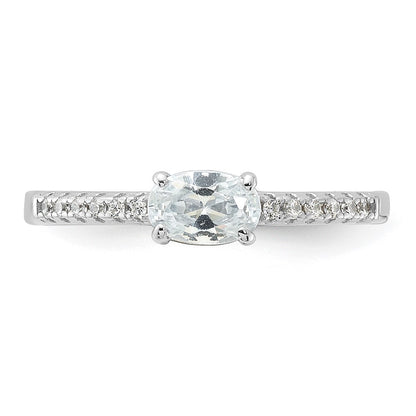Sterling Silver Rhodium-plated Oval Cubic Zirconia Ring Size 6