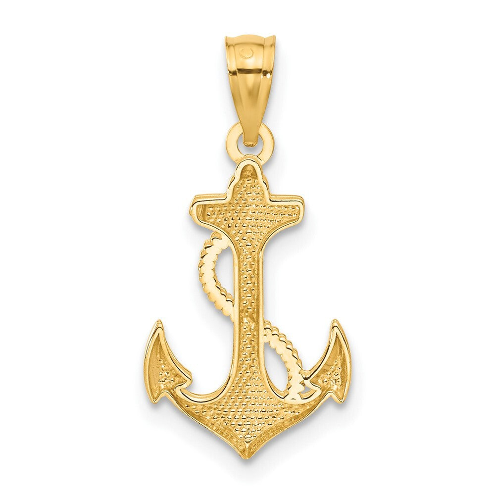 14k Yellow Gold Polished Anchor Pendant for Women