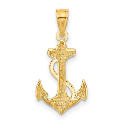 14k Yellow Gold Polished Anchor Pendant for Women