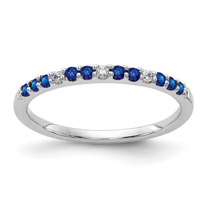 14k White Gold Diamond and Sapphire Band Size 7