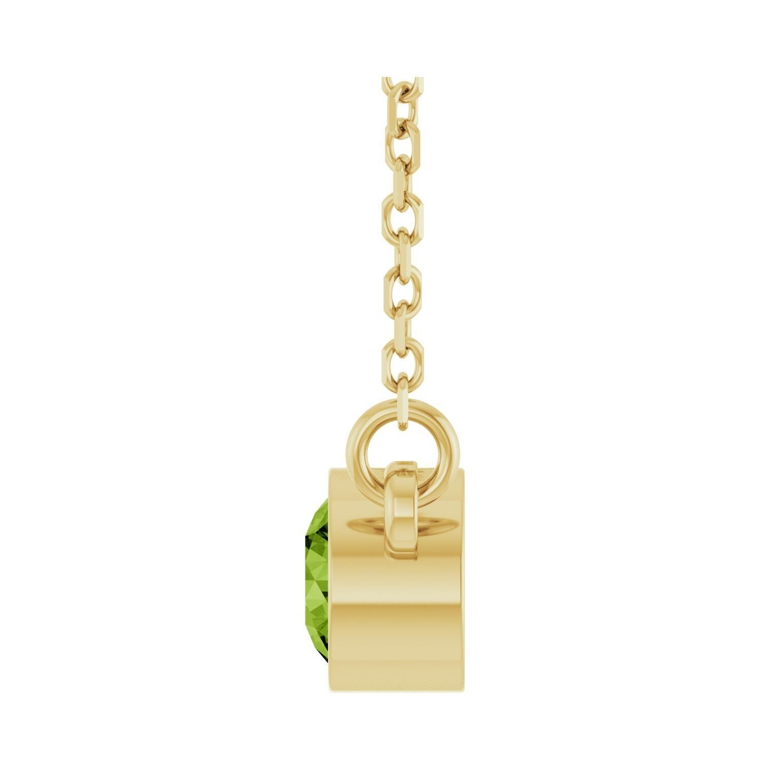 14k Yellow Gold Natural Peridot Solitaire Pendant Necklace 16"