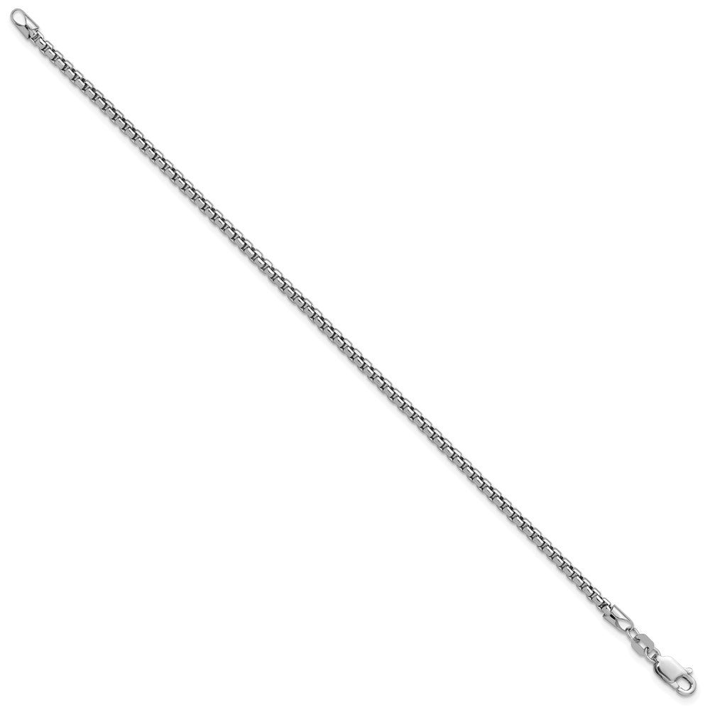 14K White Gold 8 inch 2.45mm Semi-Solid Round Box Bracelet