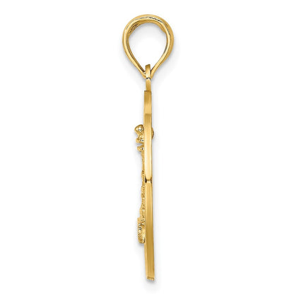14k Yellow Gold SAINT AUGUSTINE w/Lighthouse Circle Charm