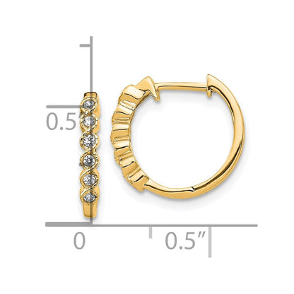 14k Yellow Gold Diamond Hinged Hoop Earrings
